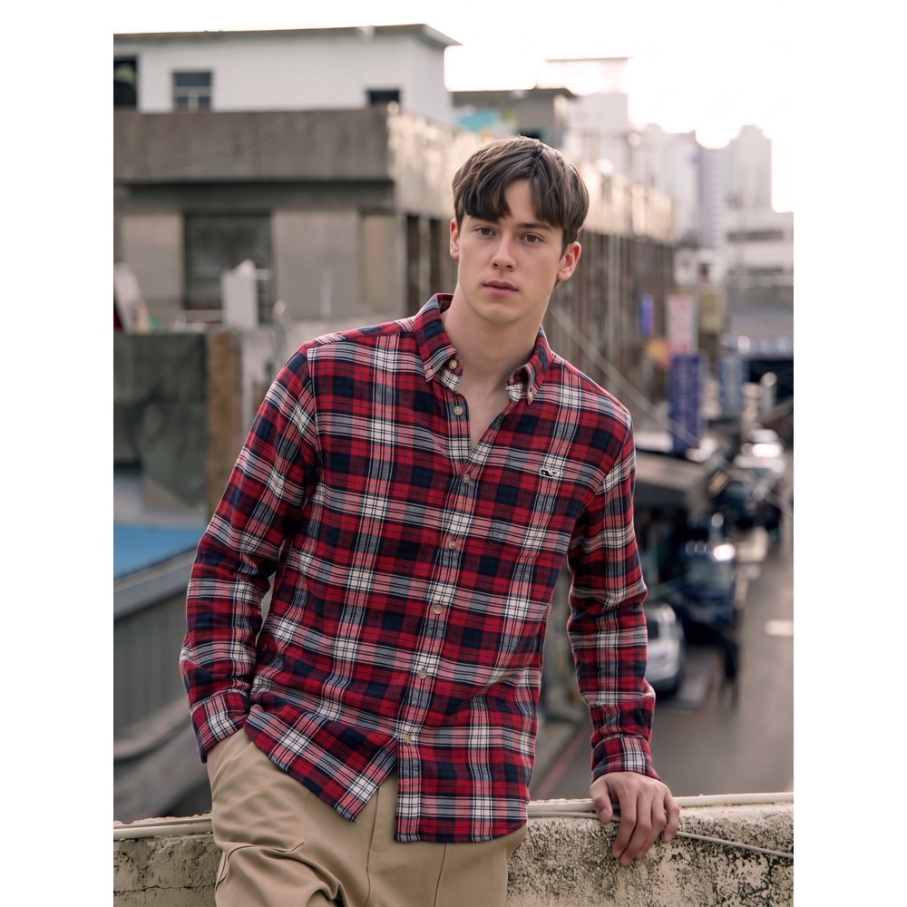 Vineyard Vines Plaid Flannel Shirt Men's S Red Velvet Classic Fit